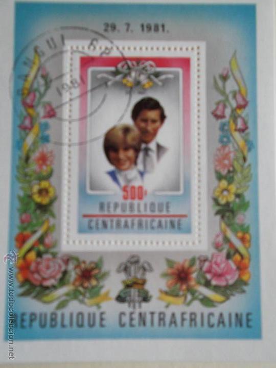 Briefmarken: Centroafricana. HB 47 Matrimonio real Pr&iacute;ncipe Carlos y Diana Spencer. 1981. Serie usada de favor y