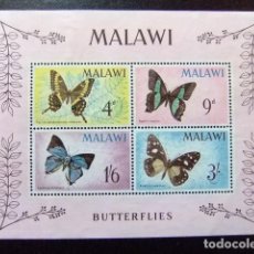 Sellos: MALAWI EX NYASSALAND 1966 FAUNA BUTTERFLIES PAPILLONS MARIPOSAS YVERT BLOC 5 * MH. Lote 116707559