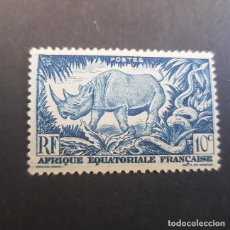 Sellos: ÁFRICA ECUATORIAL FRANCESA,1946,RINOCERONTE Y PITÓN,SCOTT 166**,YVERT 208,NUEVO SIN FIJASE,(LOTE AG). Lote 153220406