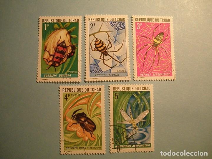 Briefmarken: Rep&uacute;blica del Chad - INSECTOS Y ARACNIDOS - LIBELULA,GORRIZIA, ARGIOPE, ORYCTES Y NEPHILA.