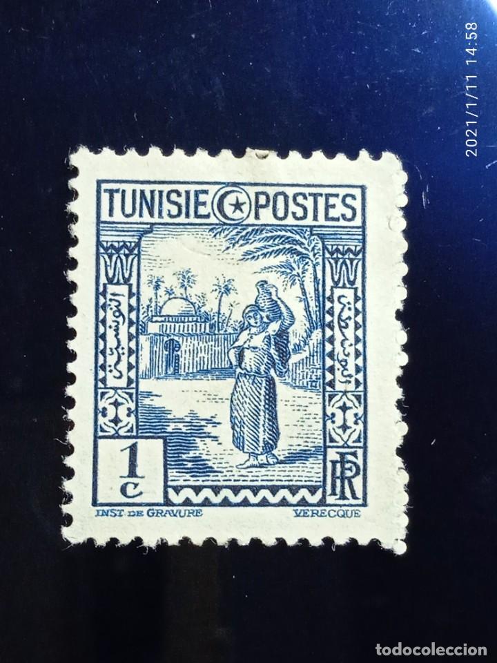 Selos: R.F. TUNEZ TUNISIE, 1 CENTS MUJER CON CANTARO A&Ntilde;O 1926,