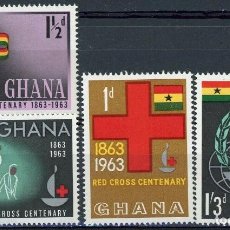 Sellos: GHANA 1963 IVERT 131/34 *** CENTENARIO DE LA CRUZ ROJA INTERNACIONAL