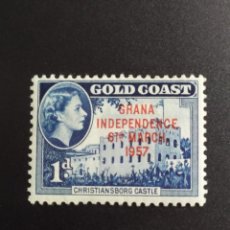Sellos: ## GOLD COAST RESELLO GHANA INDEPENDIENTE 6 MARCH 1957 1D ##. Lote 287457083