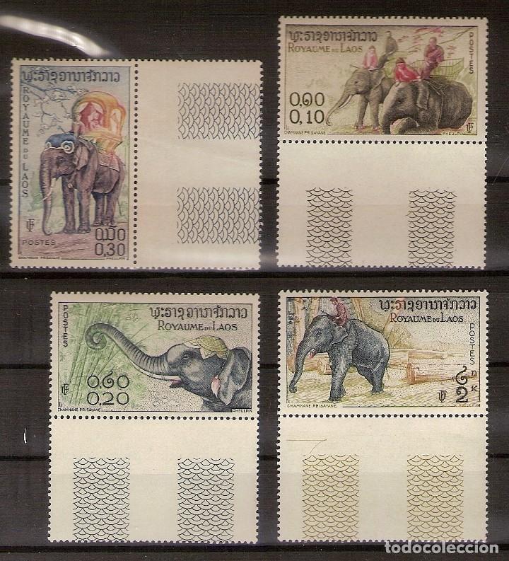 Selos: LAOS 1958 - ELEFANTES ASI&Aacute;TICOS - YVERT 44/47 **