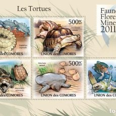 Francobolli: COMORES 2011 SHEET MNH FAUNA TURTLES TORTUES TARTARUGAS TORTUGAS TARTARUGHE SCHILDKROTEN REPTILES. Lote 319994843