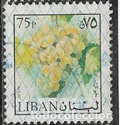Sellos: L&Iacute;BANO A&Eacute;REO YVERT 646, FLORA - Foto 1