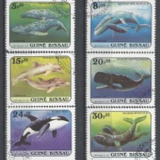 Selos: GUINEA BISSAU 1984 - FAUNA MARINA, BALLENAS, 6 VALORES - USADOS. Lote 343864793