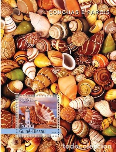 Sello Coleccionista Guinea-Bissau Bloque 468 - Conchas Y Faros 2004, ** MNH (Sin Circular)