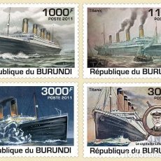 Sellos: BURUNDI 2011 4 STAMPS MNH TITANIC BARCOS SHIPS BOATS BATEAUX TRANSATLANTICOS. Lote 366572361