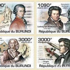 Sellos: BURUNDI 2011 4 STAMPS MNH MOZART BEETHOVEN VIVALDI CHOPIN COMPOSERS COMPOSITORES COMPOSITEURS. Lote 366584936