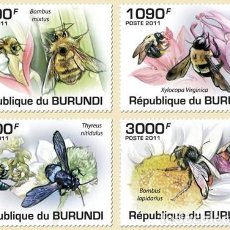 Sellos: BURUNDI 2011 4 STAMPS MNH INSECTS INSECTOS ABEJAS ABEILLES BEES ABELHAS API BIENEN. Lote 366589966