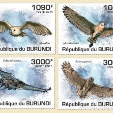 Sellos: BURUNDI 2011 4 STAMPS MNH FAUNA OWLS HIBOUX EULEN BUHOS BIRDS OF PREY AVES OISEAUX DE PROIE RAPACES. Lote 366603006