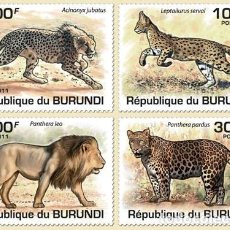 Sellos: BURUNDI 2011 4 STAMPS MNH FAUNA MAMIFEROS WILDLIFE LIONS LEONES FELINS FELINES FELINOS LEOPARDOS. Lote 366608891