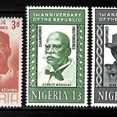 Sellos: NIGERIA, 1964 YVERT Nº 158 / 160 /**/,. Lote 373984434