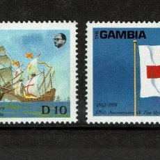 Sellos: SERIE DE ANIVERSARIOS DE 1988. GAMBIA. BARCOS. AVIONES. Lote 386050499