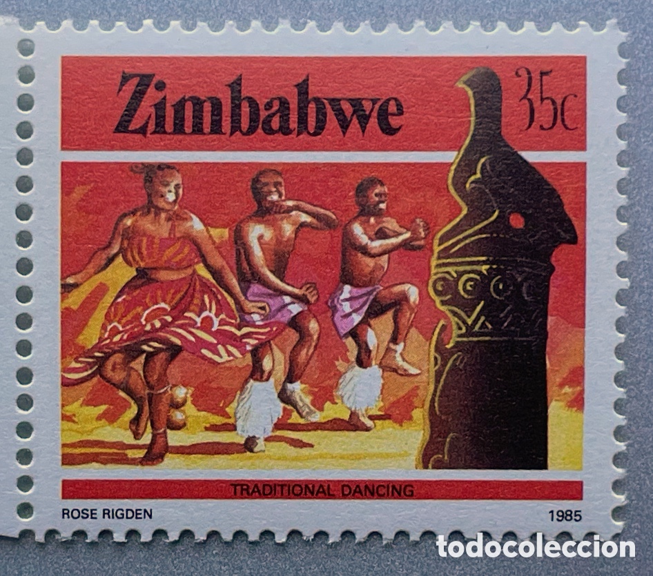 Sellos: Zimbabwe. Danza tradicional.1985 - Foto 1