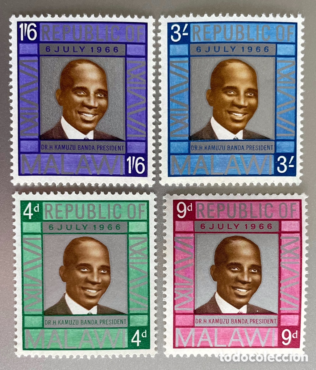 Sellos: Malawi. D&iacute;a de la rep&uacute;blica. 1966 - Foto 1