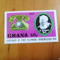 Sellos: GHANA - VALOR FACIAL 60 P - CENTENARY OF FIRST TELEPHONE TRANSMISSION 1976. Lote 401136159