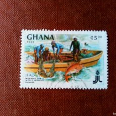 Sellos: GHANA, 1988, FAUNA, PECES, PESCA. Lote 401252869