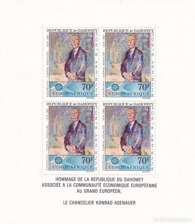 Stamps: HB a&eacute;reo Reino de Dahomey 1967 / Muerte del canciller Konrad Adenauer - Cuadro de Kokoschka - ..