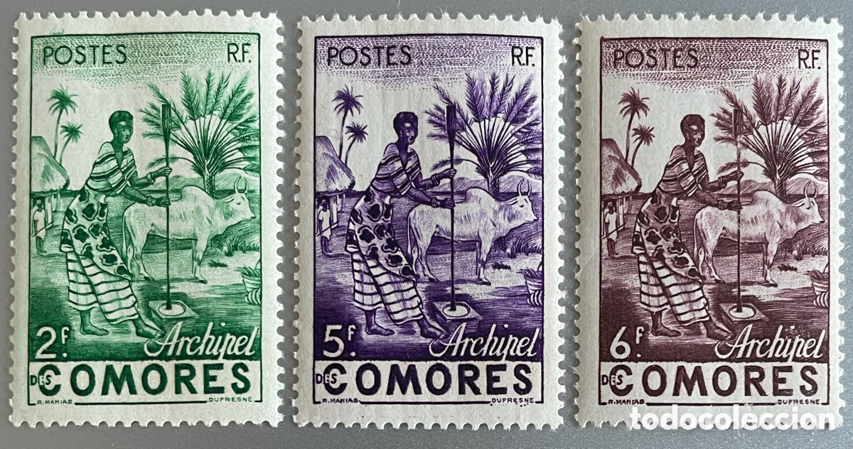 Sellos: Comores. Comoras. Temas t&iacute;picos. Mujer comorense. 1950 - Foto 1