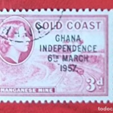Sellos: SELLO USADO GHANA 1957 GOLD COAST REGIMENT TROOPING THE COLOUR - SOBREIMPRESO