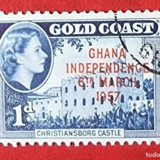 Sellos: SELLO USADO GHANA 1957 GOLD COAST REGIMENT TROOPING THE COLOUR - SOBREIMPRESO