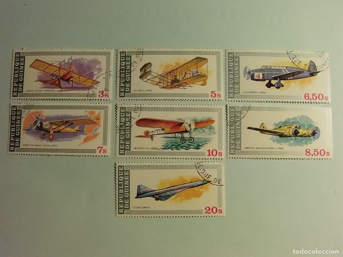 Briefmarken: REPUBLIQUE DE GUINEE - AVIACI&Oacute;N - AVIONES DE GUERRA, AVIONETAS, CONCORDE - 7 VALORES.