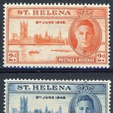 Sellos: SANTA HELENA 1946 IVERT 110/1 ** ANIVERSARIO DE LA VICTORIA - JORGE VI