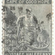 Sellos: ❤️ SELLO: ALEGORÍA DE LA ESPERANZA, 1882, CABO DE BUENA ESPERANZA, ½ PENIQUE SUDAFRICANO ❤️