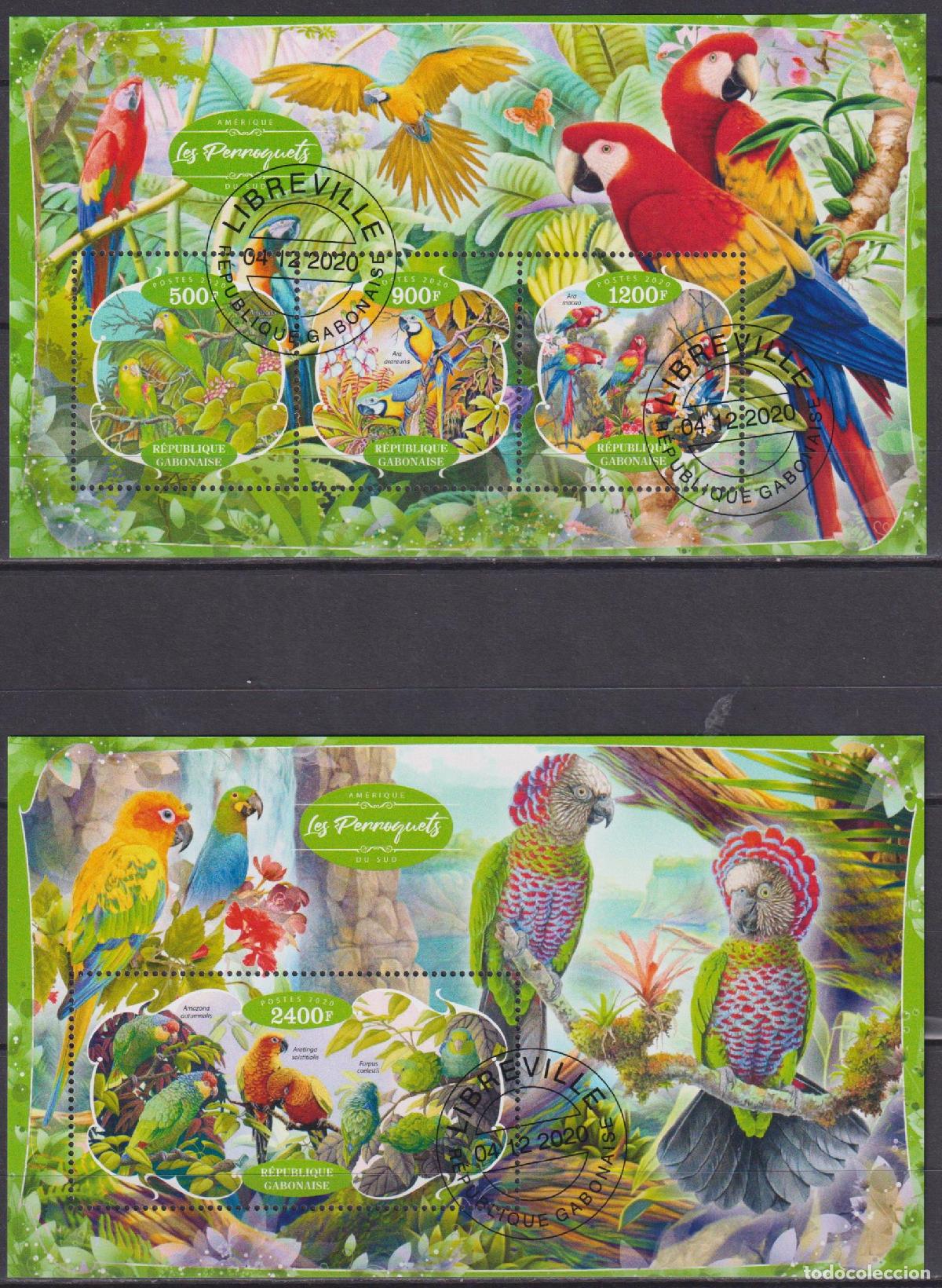 Sellos: Gab&oacute;n 2020 loros loros U - Foto 1