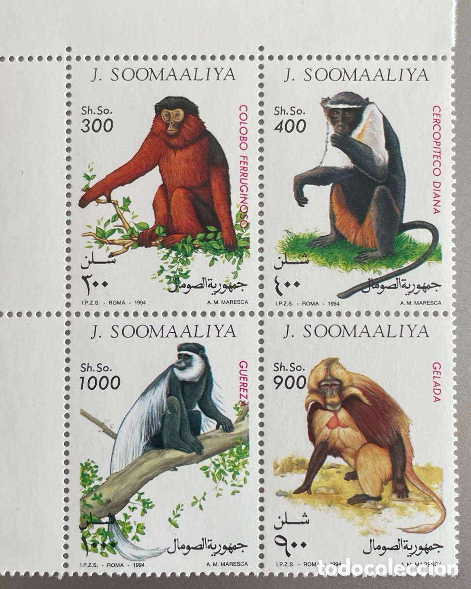 Sellos: Somalia. Monos. Primates. 1994 - Foto 1