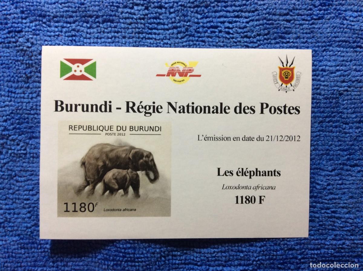Timbres: BURUNDI. 2012. FAUNA. ELEFANTES - PRUEBA DE LUJO. IMPERFORADA (8TA12)