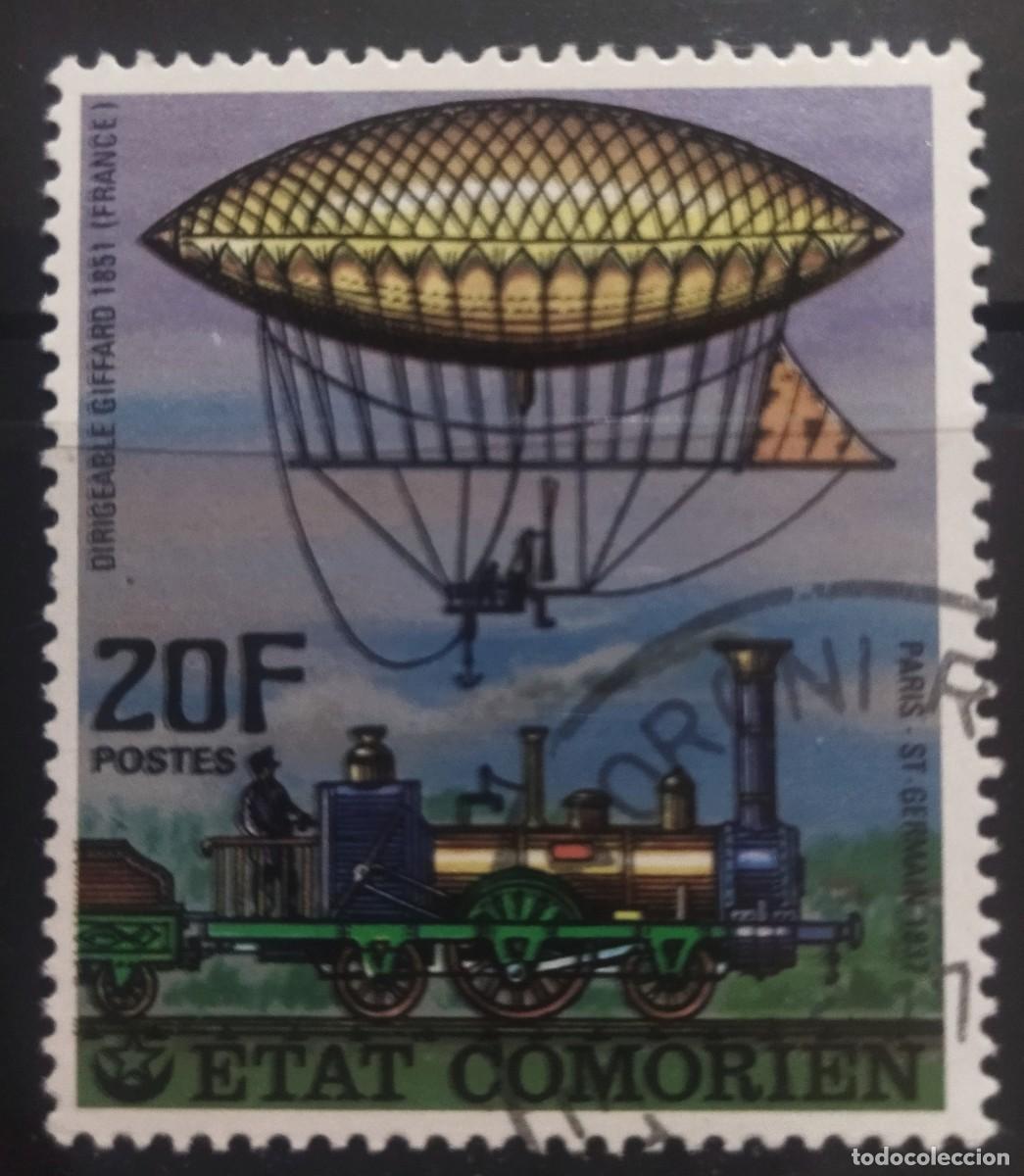 Sellos: ISLAS COMORAS 1977 Historia del dirigible. USADO. - Foto 1