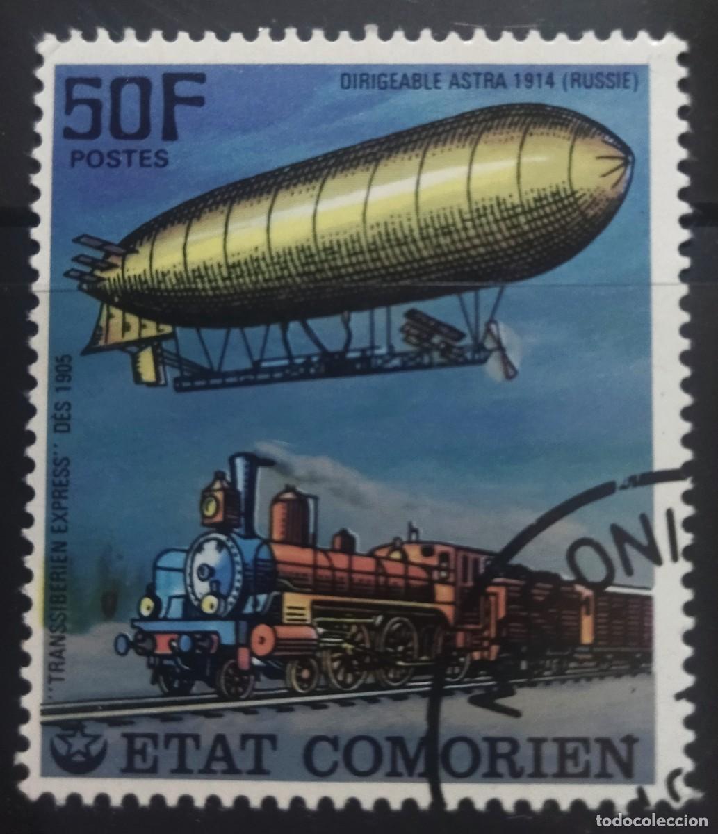 Sellos: ISLAS COMORAS 1977 Historia del dirigible. USADO. - Foto 1
