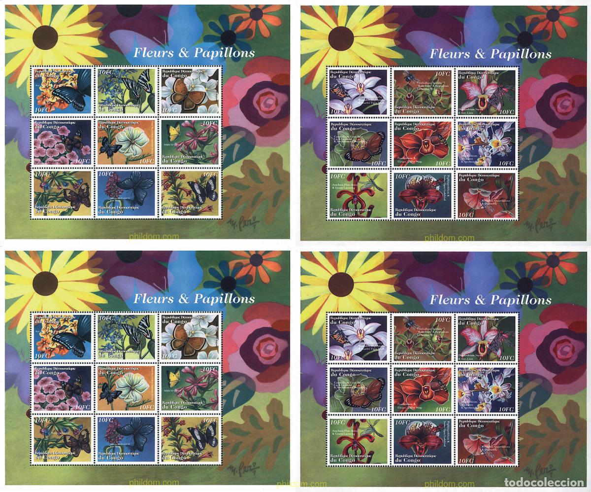 Timbres: 300564 MNH CONGO. Rep&uacute;blica democr&aacute;tica 2001 FLORES Y MARIPOSAS