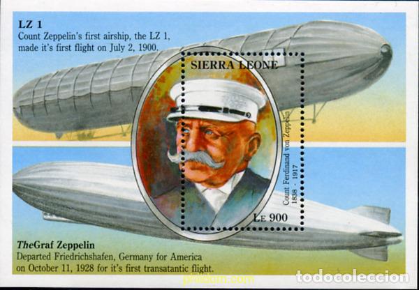 Stamps: 249540 MNH SIERRA LEONA 1992 75 ANIVERSARIO DE LA MUERTE DE FERDINAND GRAF VON ZEPPELIN