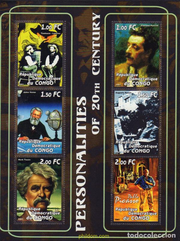 Timbres: 593269 MNH CONGO. Rep&uacute;blica democr&aacute;tica 2001 PERSONALIDADES DEL SIGLO XX