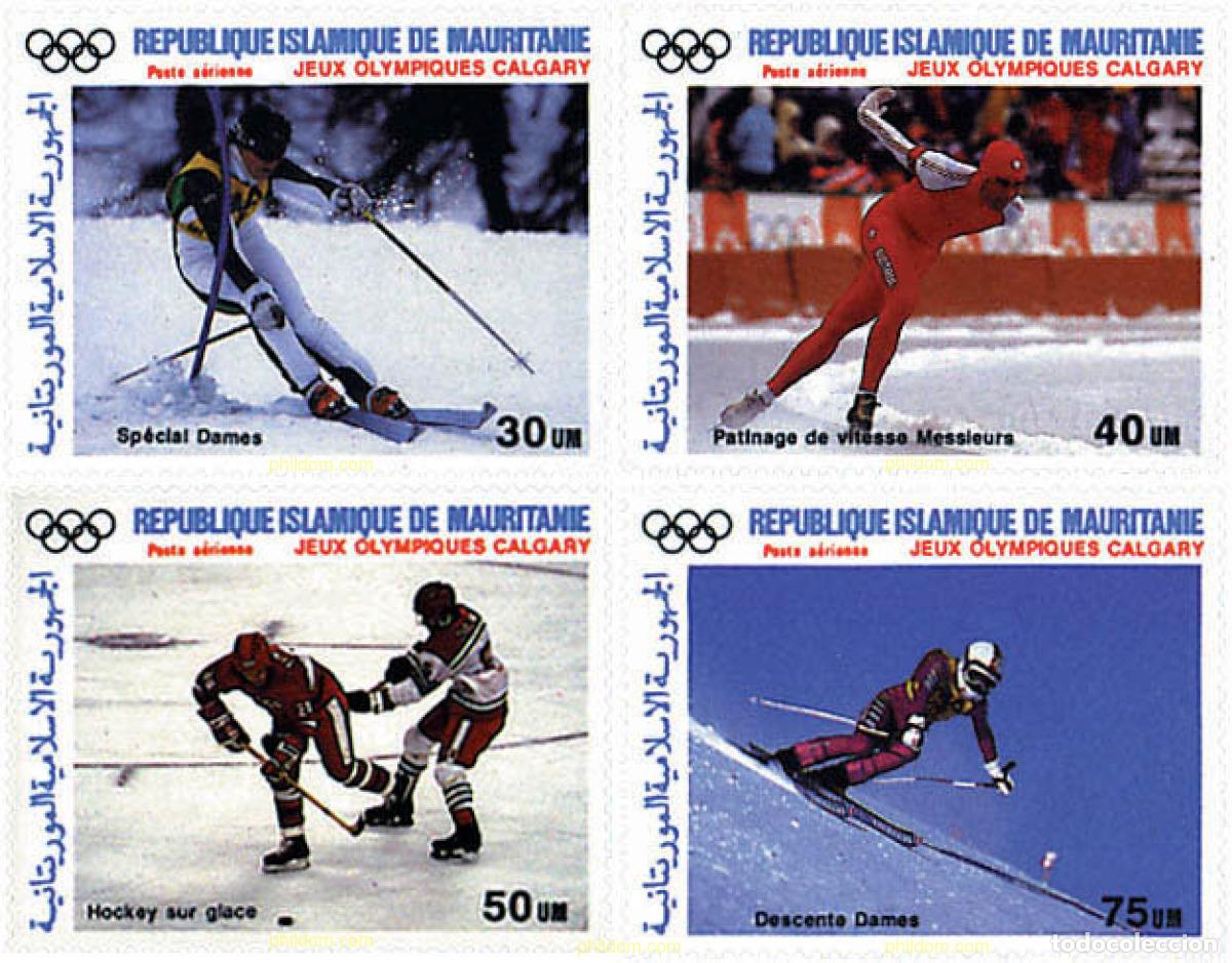 Timbres: 752276 HINGED MAURITANIA 1987 15 JUEGOS OLIMPICOS INVIERNO CALGARY 1988