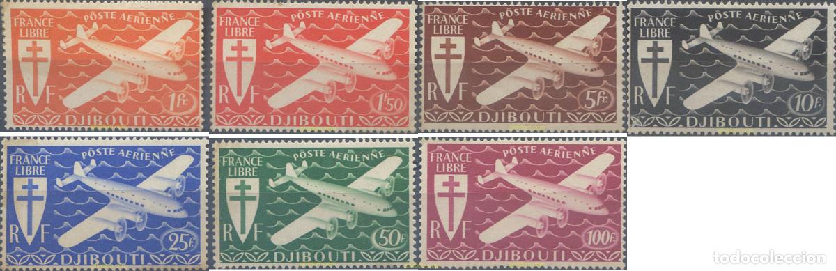 Selos: 656219 HINGED COSTA DE LOS SOMALIS 1943 SELLOS AEREOS, SELLOS DE LONDRES (DIJIBOUTU)