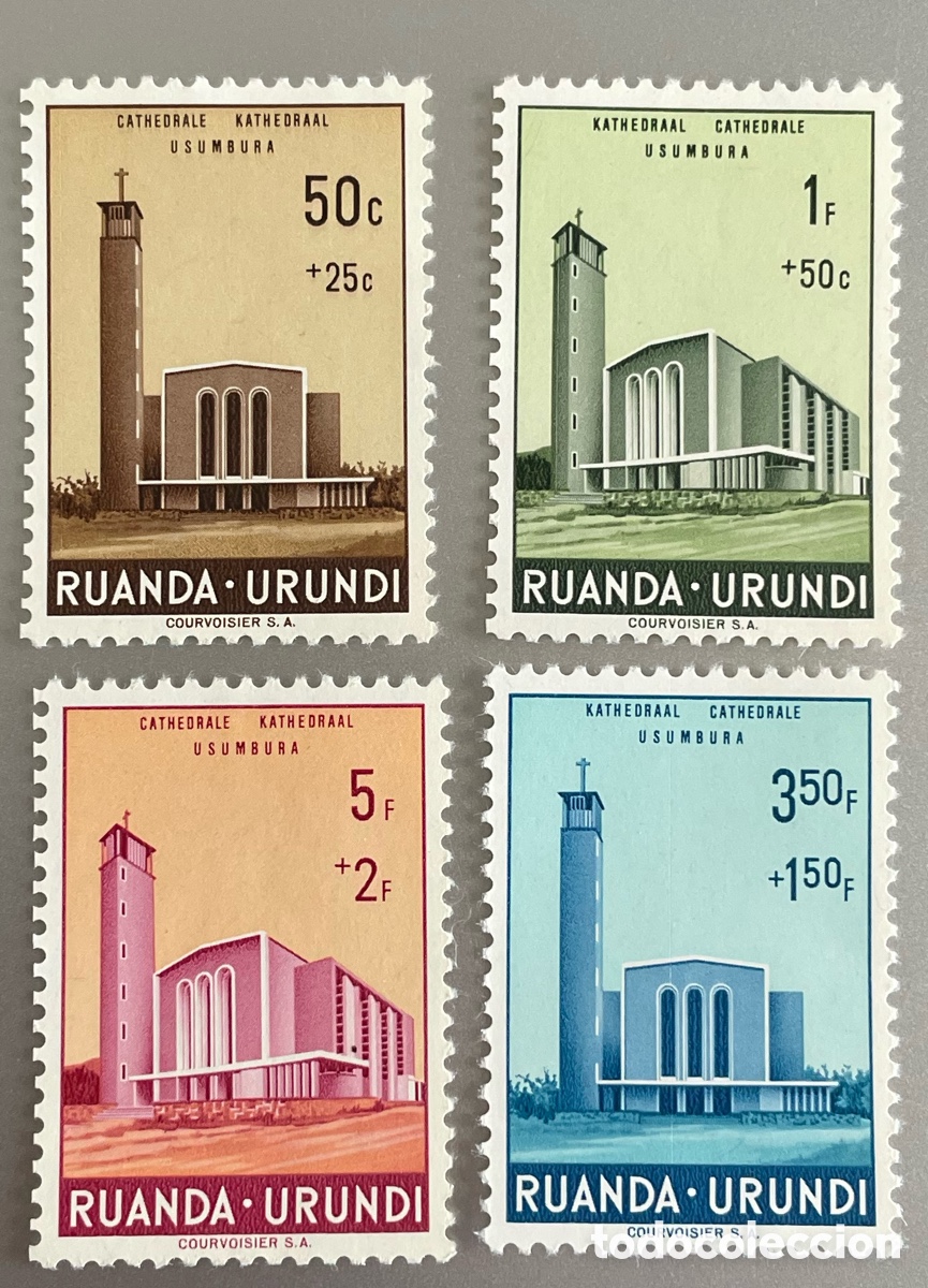 Timbres: Ruanda Urundi. Catedral de Usumbura. 1961