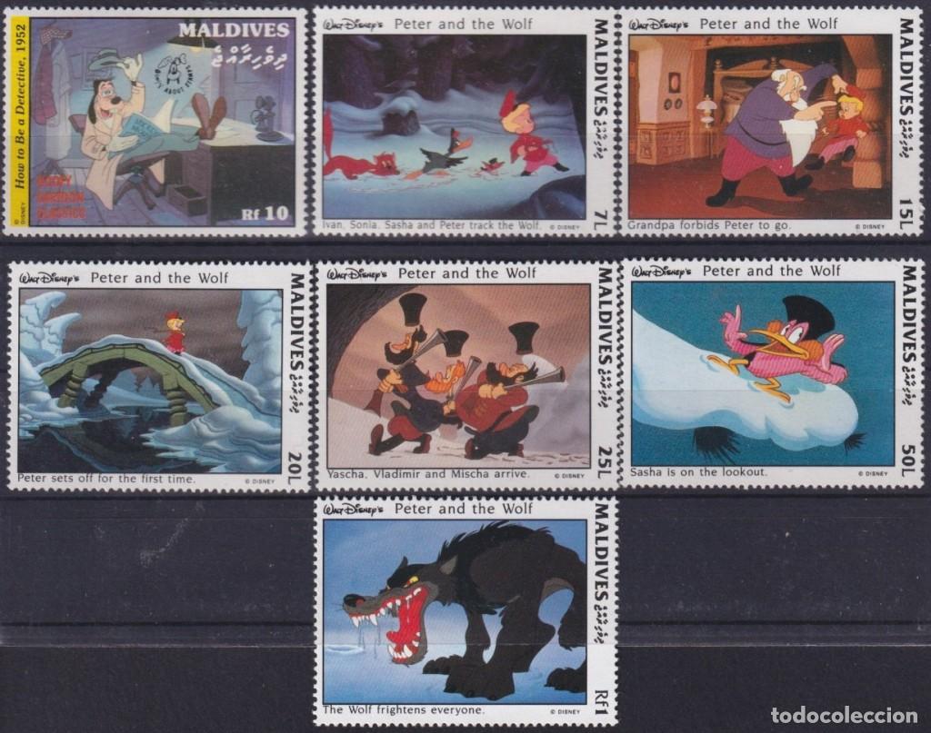 Stamps: F-EX56057 MALDIVES IS MNH 1993 DISNEY CARTOON MOVIE ANIMATION PETER & THE WOLF.