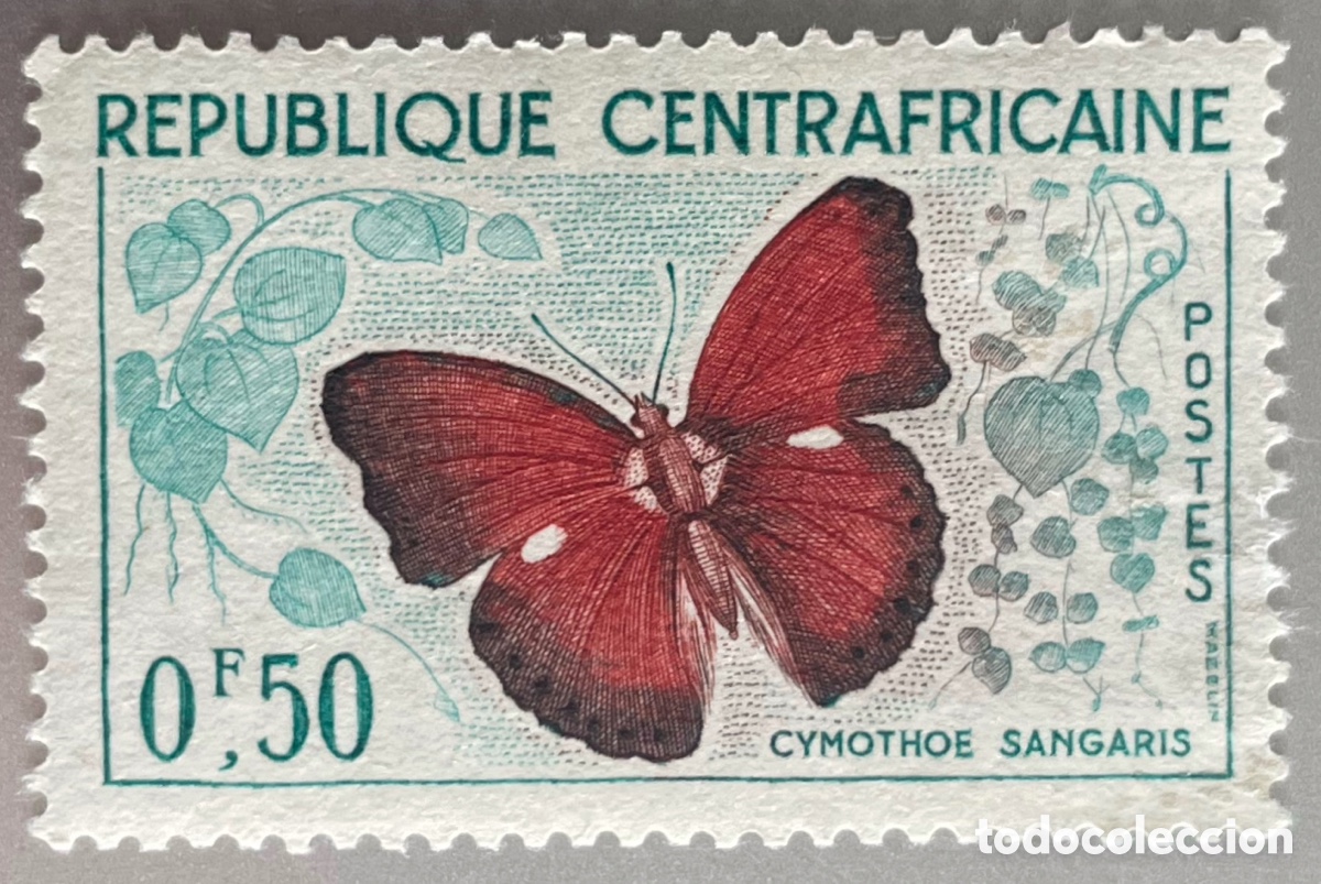 Timbres: Rep&uacute;blica Centroafricana. Mariposas. 1960