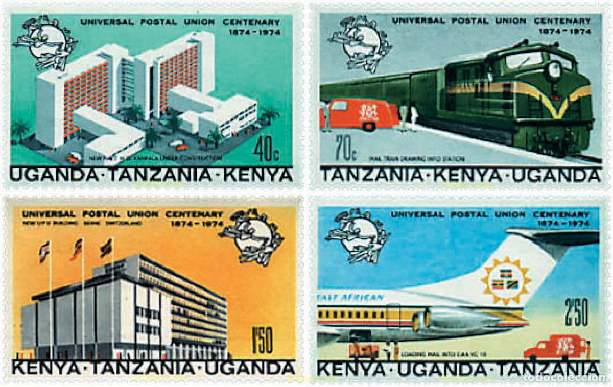Timbres: 59547 MNH ESTE AFRICANO 1974 CENTENARIO DE LA UNION POSTAL UNIVERSAL