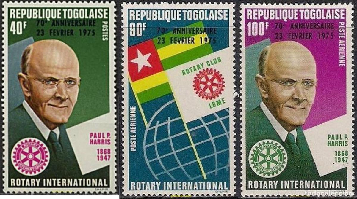 Sellos: 365560 MNH TOGO 1975 70 ANIVERSARIO DEL ROTARY INTERNACIONAL