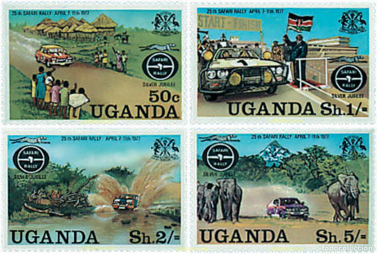 Briefmarken: 762276 HINGED UGANDA 1977 25 ANIVERSARIO DEL SAFARI RALLY