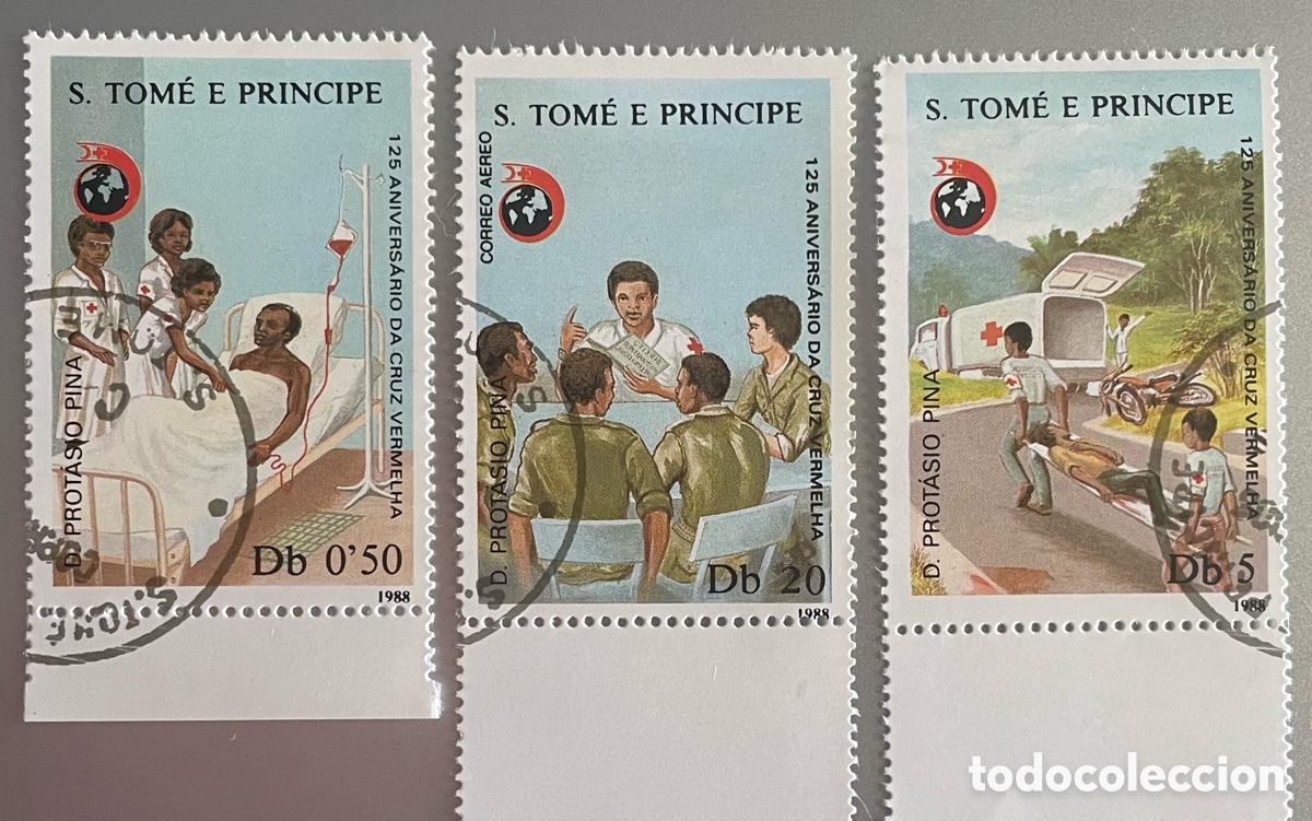 Briefmarken: Santo Tom&eacute; y Pr&iacute;ncipe. Aniversario de la Cruz Roja. 1988