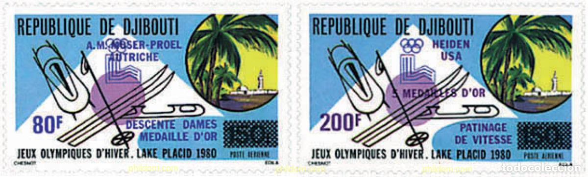 Sellos: 764111 HINGED DJIBOUTI 1980 MEDALLISTAS DE LOS 13 JUEGOS OLIMPICOS DE INVIERNO. LAKE PLACID 1980