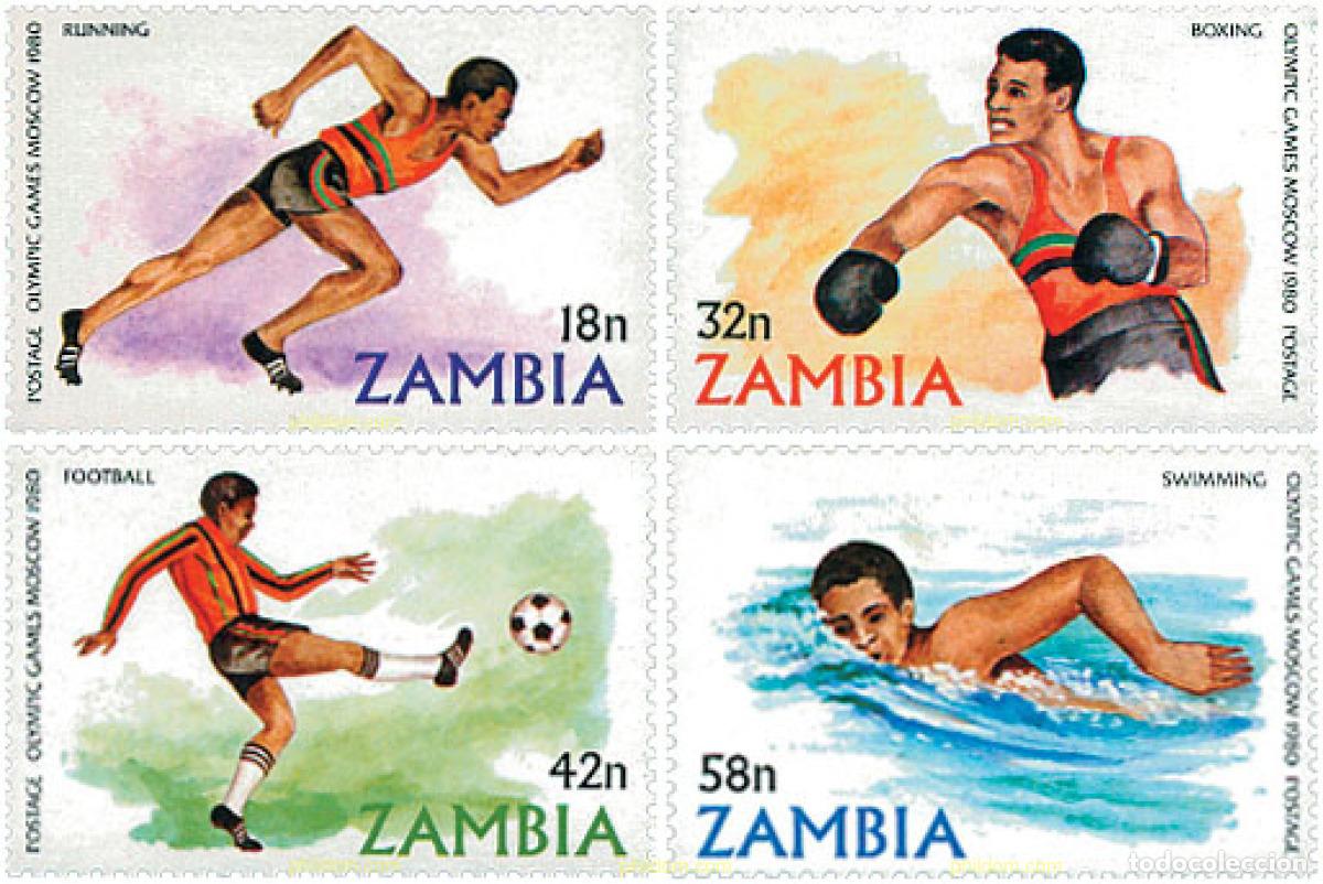 Sellos: 764238 HINGED ZAMBIA 1980 22 JUEGOS OLIMPICOS VERANO MOSCU 1980