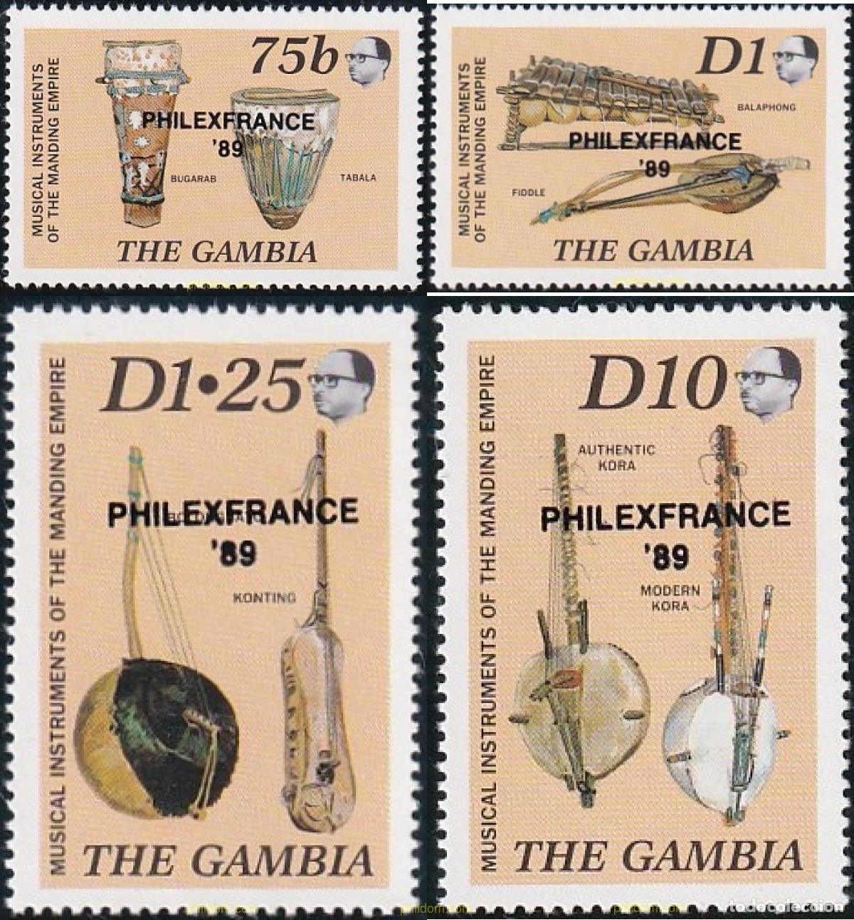 Stamps: 761646 MNH GAMBIA 1989 PHILEXFRANCE 89. EXPOSICION FILATELICA INTERNACIONAL. SERIE DE 1986 SOBRECAR